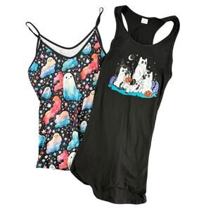 Plus Size Halloween Pajamas Lot of 2 Size 1XL – Ghosts & Cats Soft Stretchy